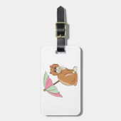 Étiquette À Bagage Chat de plage avec parapluie rose et vert (Devant Vertical)