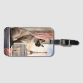 Étiquette À Bagage Chat de Siamese Relaxant sur la Fenêtre Parisienne (Devant Horizontal)