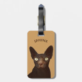 Étiquette À Bagage Chat de Sphynx avec le dessin abstrait de yeux (Dos Vertical)