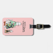 Étiquette À Bagage Chat de surface blanc rose (Devant horizontal)