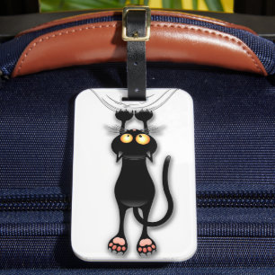 Étiquette À Bagage Chat drôle Personnage Grattant Tissu
