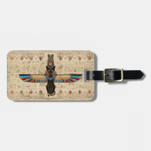Étiquette À Bagage Chat égyptien - Bastet sur papyrus