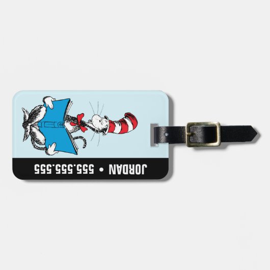 Étiquette À Bagage Chat en lecture Casquette (Devant horizontal)