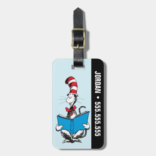 Étiquette À Bagage Chat en lecture Casquette (Devant Vertical)