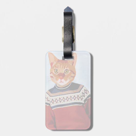 Étiquette À Bagage Chat en pull-over (Dos Vertical)