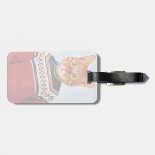 Étiquette À Bagage Chat en pull-over (Dos horizontal)
