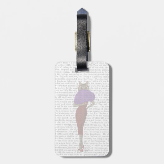 Étiquette À Bagage Chat En Robe Rouge (Dos Vertical)