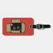 Étiquette À Bagage Chat en rouge de boîte (Devant horizontal)