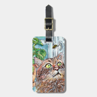 Étiquette À Bagage Chat et abeille
