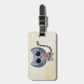 Étiquette À Bagage Chat et beignet gris mignons (Devant Vertical)