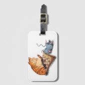 Étiquette À Bagage Chat et souris Jouer aux échecs Dessin drôle (Devant Vertical)