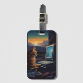 Étiquette À Bagage Chat Gamer Retro | Jeu d'art Pixel 8 bits (Devant Vertical)