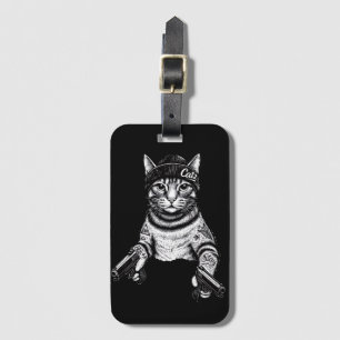 Étiquette À Bagage Chat Gangster Tatoué Art Kitty Streetwear Cool