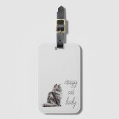 Étiquette À Bagage Chat gris (Devant Vertical)