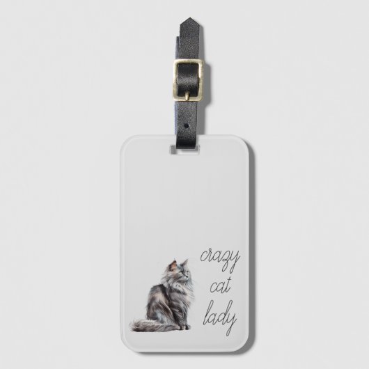 Étiquette À Bagage Chat gris (Devant Vertical)