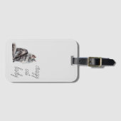 Étiquette À Bagage Chat gris (Devant Horizontal)