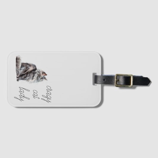Étiquette À Bagage Chat gris (Devant Horizontal)