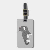 Étiquette À Bagage Chat gris et blanc Tuxedo (Devant Vertical)