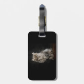Étiquette À Bagage Chat Gris Fluffy (Dos Vertical)