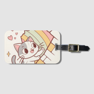 Étiquette À Bagage Chat Kawaii faisant éclater les étiquettes de baga