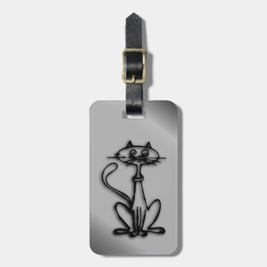 Étiquette À Bagage Chat Kitty Cool (Devant Vertical)