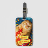 Étiquette À Bagage Chat mangeant des boulettes de fromage (Devant Vertical)