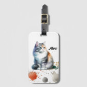 Étiquette À Bagage Chat Mignard Multicolore Miaou (Devant Vertical)