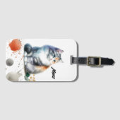 Étiquette À Bagage Chat Mignard Multicolore Miaou (Devant Horizontal)
