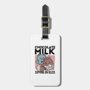 Étiquette À Bagage Chat Mignon Lait Chocolat – Boisson Confort et Dou