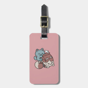 Étiquette À Bagage Chat Mignon Lait Chocolat – Boisson Confortable et