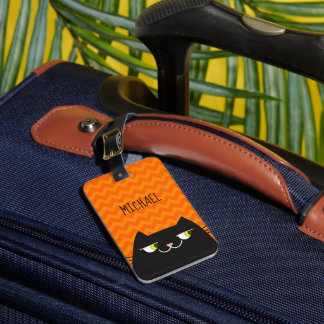 Étiquette À Bagage Chat Noir