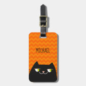 Étiquette À Bagage Chat noir (Devant Vertical)