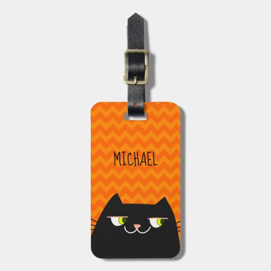 Étiquette À Bagage Chat noir (Devant Vertical)