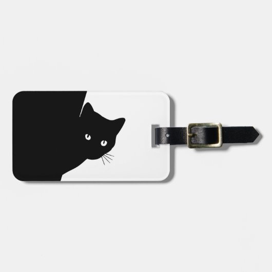 Étiquette À Bagage Chat noir (Devant horizontal)