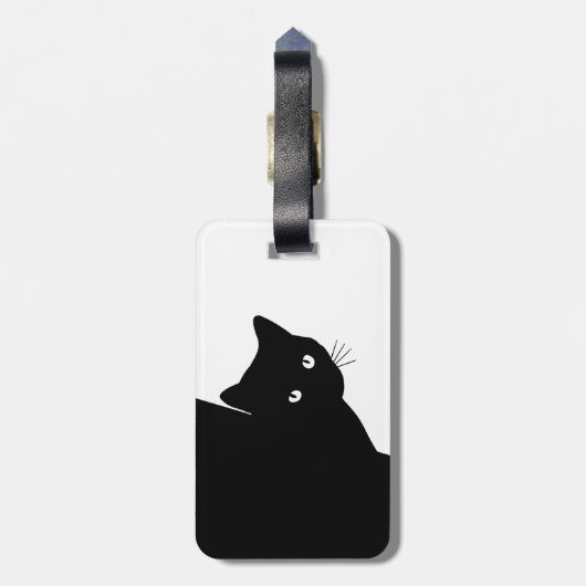 Étiquette À Bagage Chat noir (Dos Vertical)