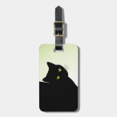Étiquette À Bagage Chat noir à oreille verte (Devant Vertical)