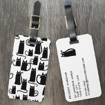 Étiquette À Bagage Chat noir amusant<br><div class="desc">Petit motif de chat noir mignon,  parfait pour les amoureux des animaux. Art original de Nic Squirrell. Modifiez les détails à l'envers pour personnaliser.</div>