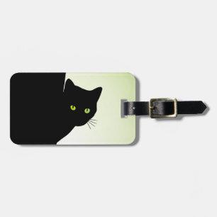 Étiquette À Bagage Chat noir aux yeux verts