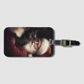 Étiquette À Bagage Chat noir avec Noël Festif du Père Noël (Devant Horizontal)