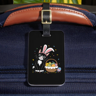 Étiquette À Bagage Chat noir de Pâques Tuxedo Lapin Lapin Oreilles OE
