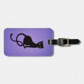 Étiquette À Bagage Chat noir mauvais aimable pourpre personnalisé (Devant horizontal)