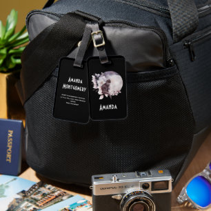 Étiquette À Bagage Chat noir par une Pleine lune magique