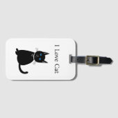 Étiquette À Bagage Chat noir personnalisé (Devant Horizontal)