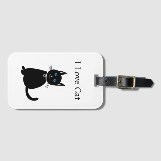 Étiquette À Bagage Chat noir personnalisé (Devant Horizontal)