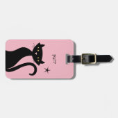 Étiquette À Bagage Chat noir rétro (Devant horizontal)