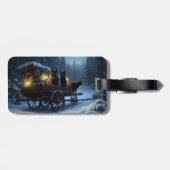 Étiquette À Bagage Chat noir Snowy Sleigh Ride Décor de Noël (Dos horizontal)
