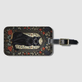 Étiquette À Bagage Chat noir William Morris inspiré (Devant Horizontal)