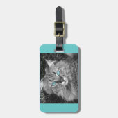 Étiquette À Bagage Chat observé beau par bleu (Devant Vertical)