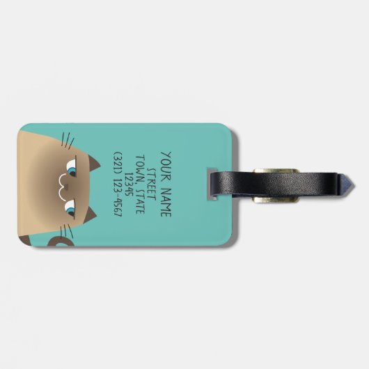 Étiquette À Bagage Chat orange Siamese (Dos horizontal)