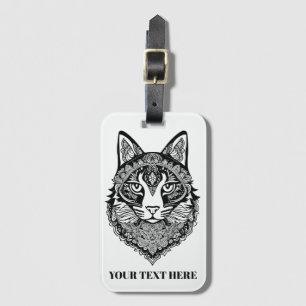 Étiquette À Bagage Chat ornemental texte personnalisé